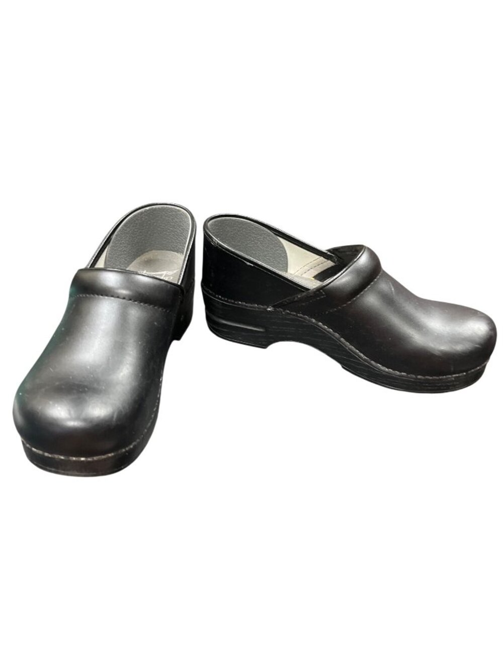 Dansko wms black leather slip on work nursing clogs mules sz 41/10 SKU 10-741